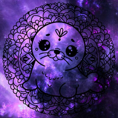 a cute baby seal mandala