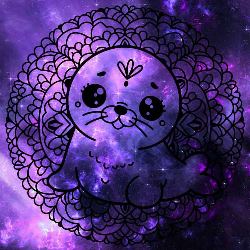 a cute baby seal mandala