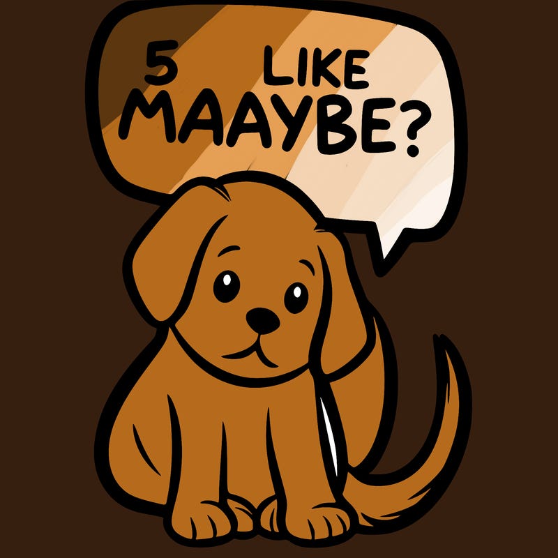 a puppy that says 5 like maybe