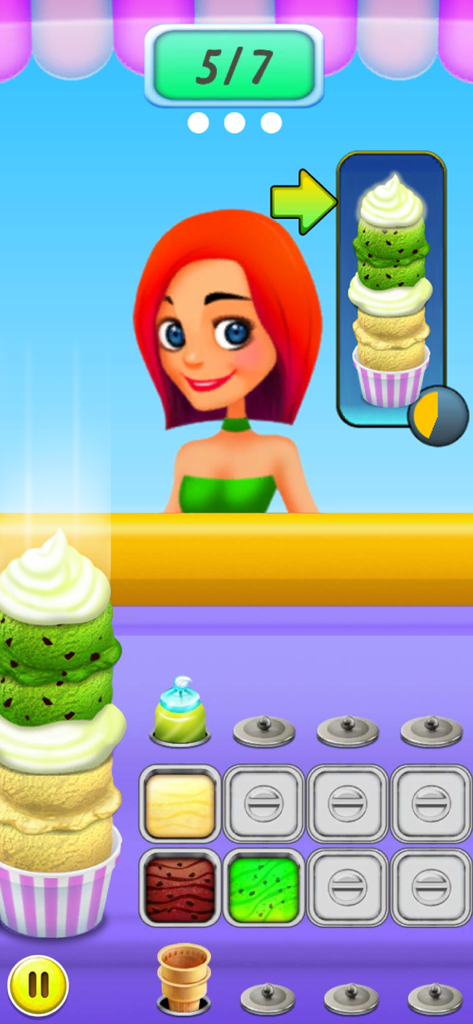 Ice Cream Truck - Food Cart - Ein Kunde wartet auf ein buntes Mehrfach-Eis in einem Imbisswagen-Spiel