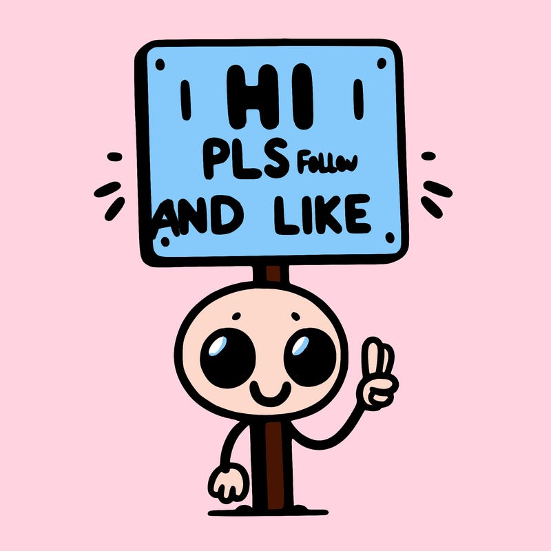sign that says hi pls follow and like