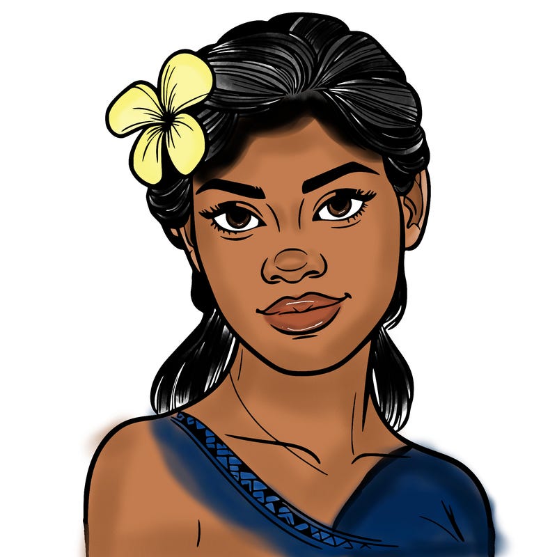 a realistic polynesian woman with a samoan pacific look and a taupou