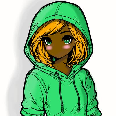 realistic girl with hoodie