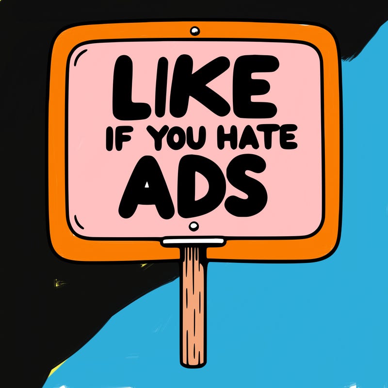 a sign that says like if you hate ads