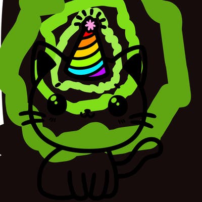 a cat with a party hat