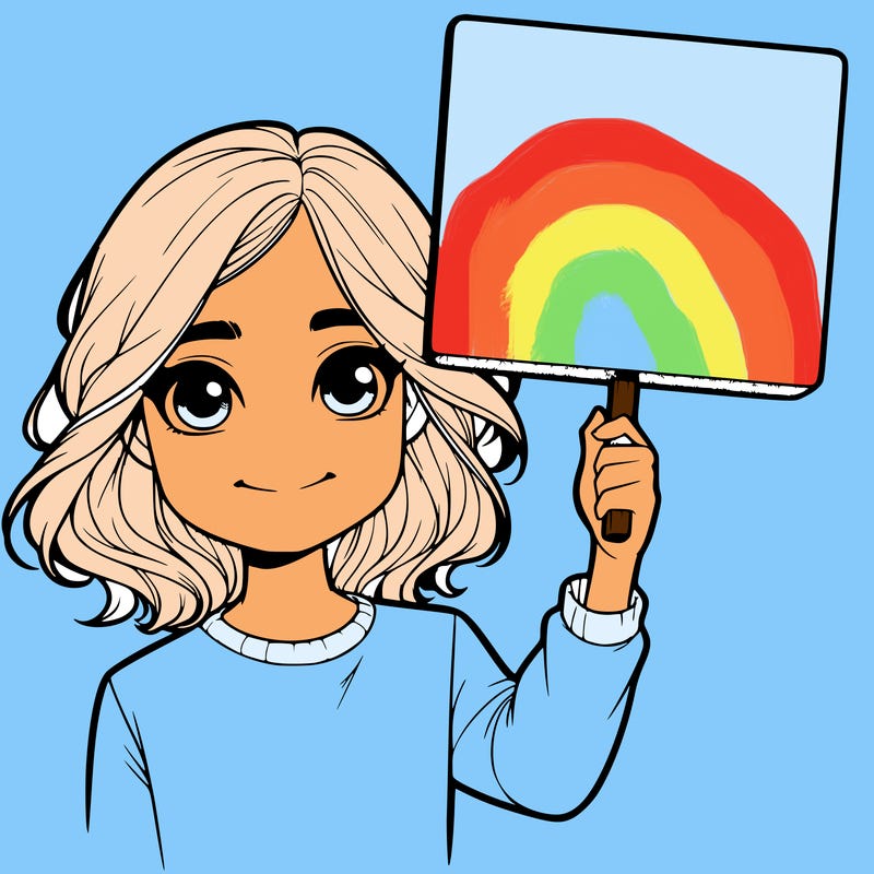 realistic girl holding up a sign