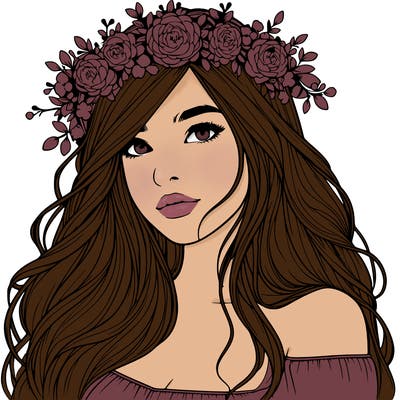 realistic girl with flower crown