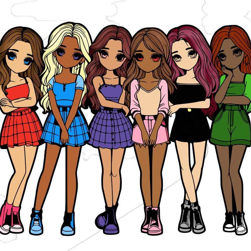 a group of girls realistic