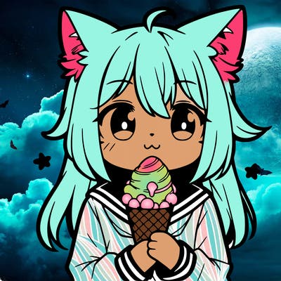 anime cat with ice cream
