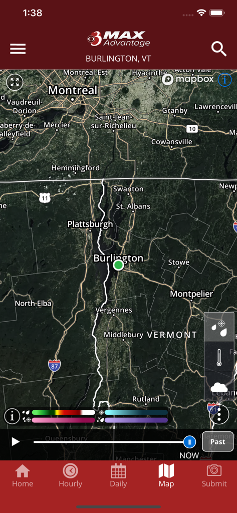 WCAX WEATHER - - A high-resolution satellite weather radar map of Burlington Vermont and surrounding areas in the WCAX Weather app