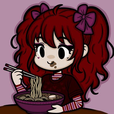 a girl eating ramen