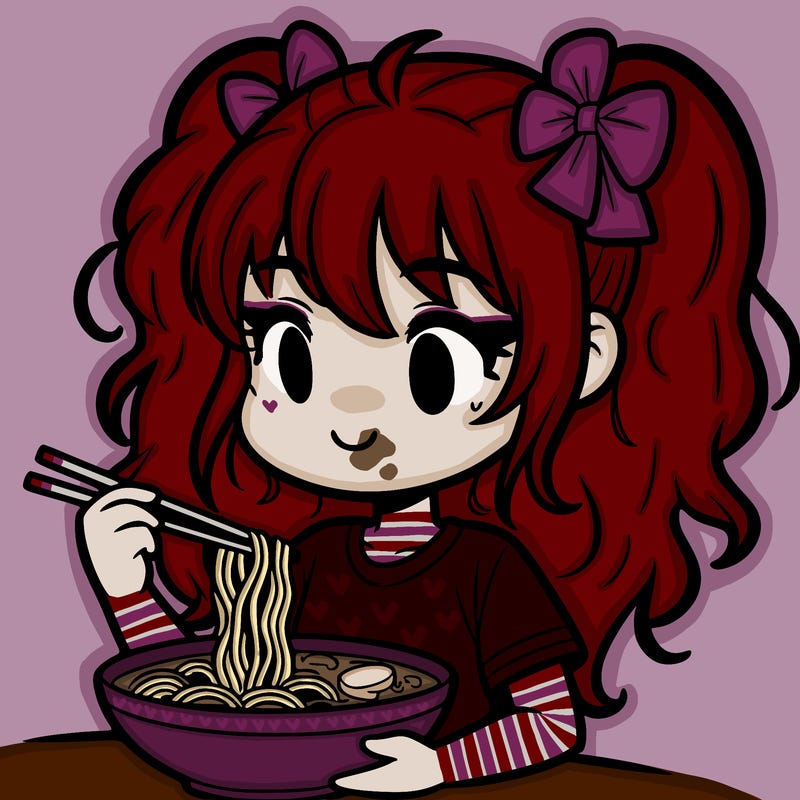 a girl eating ramen