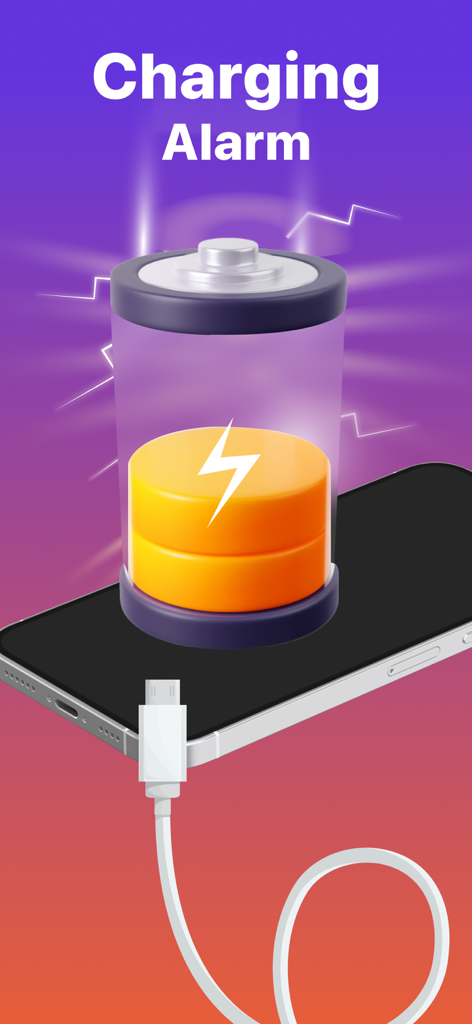 Visual representation of the charging alarm feature for phone security