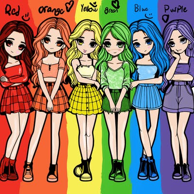 a group of girls realistic