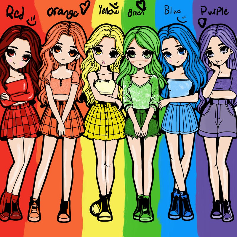 a group of girls realistic