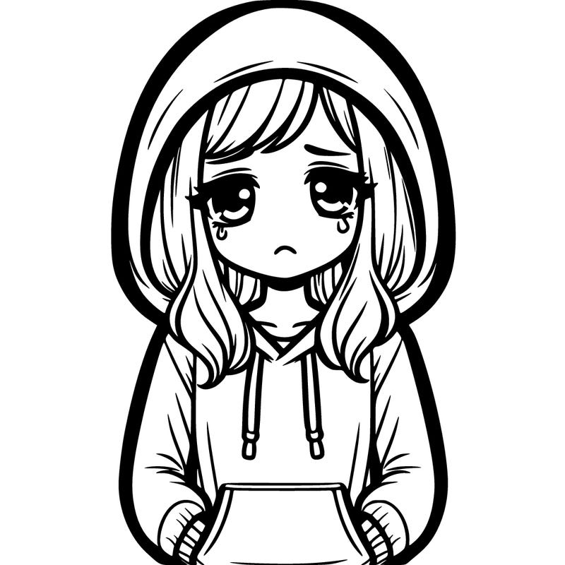 sad girl with a hoodie