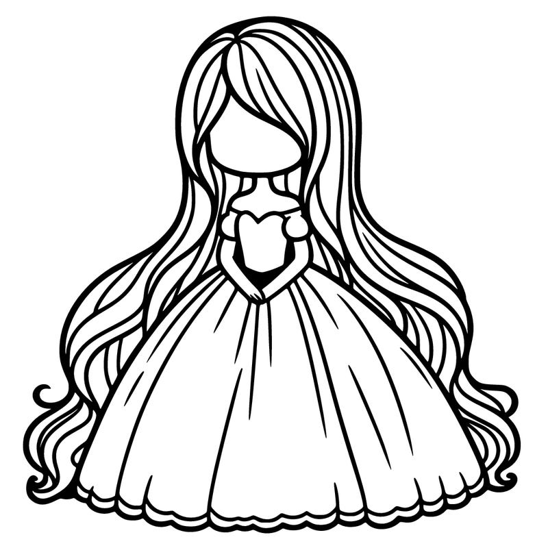 long hair girl with big dress