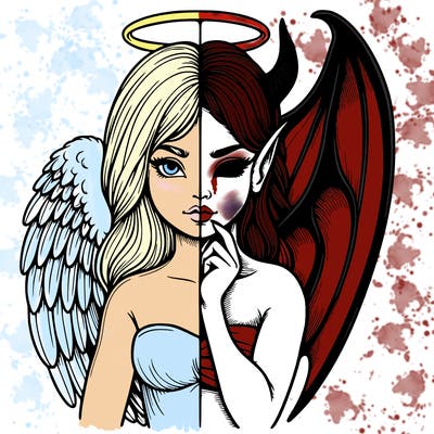 realistic angel half demon