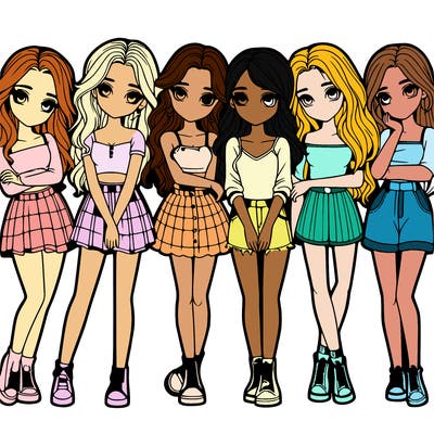 a group of girls realistic