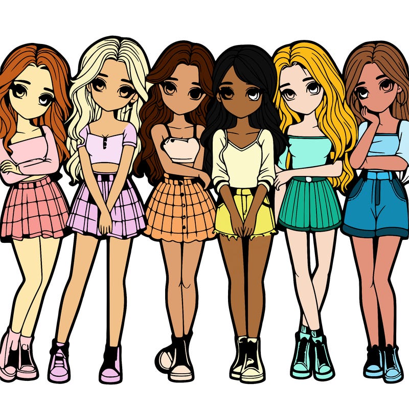 a group of girls realistic