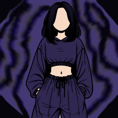 realistic girl faceless with baggy pants and a crop top