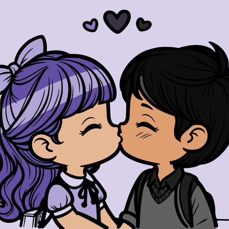 boy and girl kissing