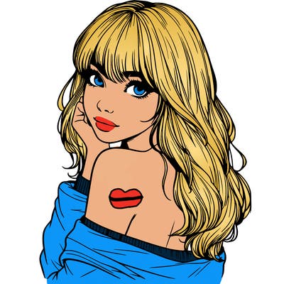 realistic girl with bangs looking over her shoulder