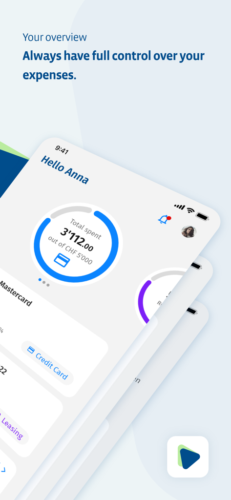 Panel de la App Cembra mostrando límites de gasto y seguimiento de gastos