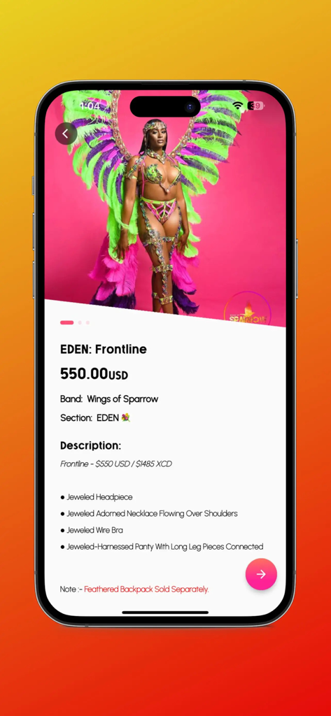 Carnivalist - Product page for the Eden Frontline carnival costume by Wings of Sparrow on the Carnivalist app