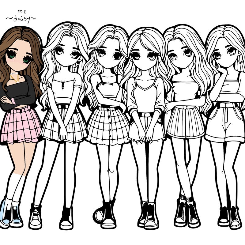 a group of girls realistic