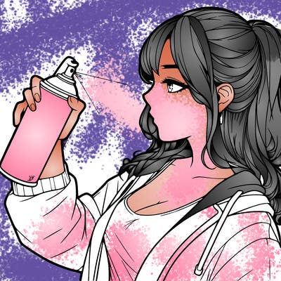 a realistic girl spray, painting