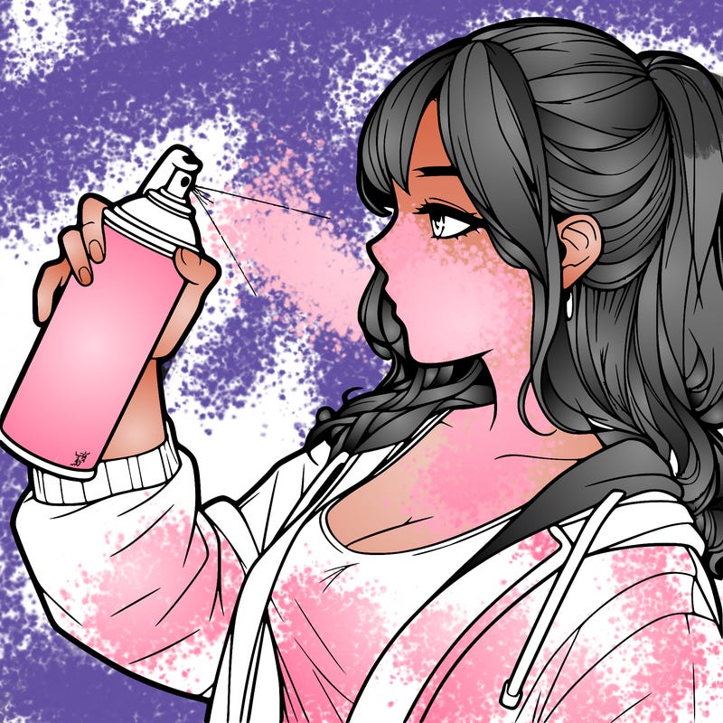 a realistic girl spray, painting