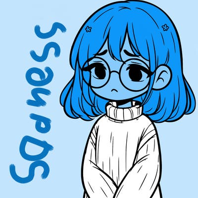 sad girl with glasses in a sweater