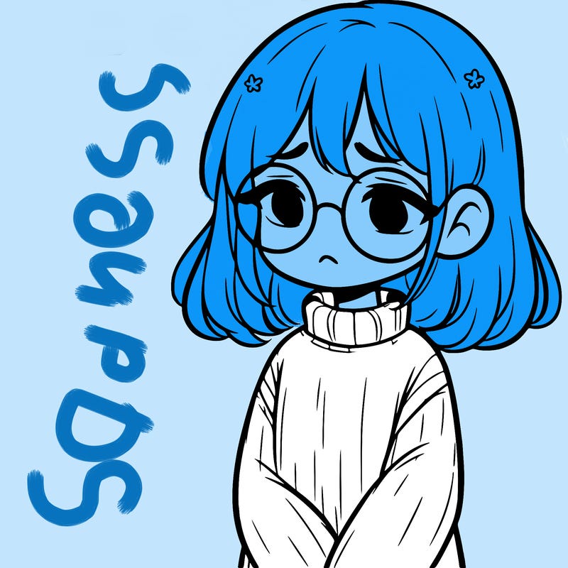 sad girl with glasses in a sweater