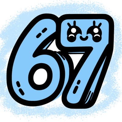 the numbers 67