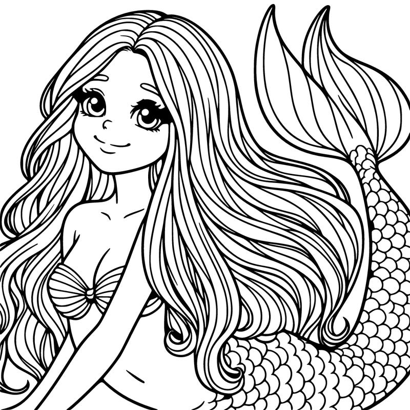 realistic mermaid with long hair