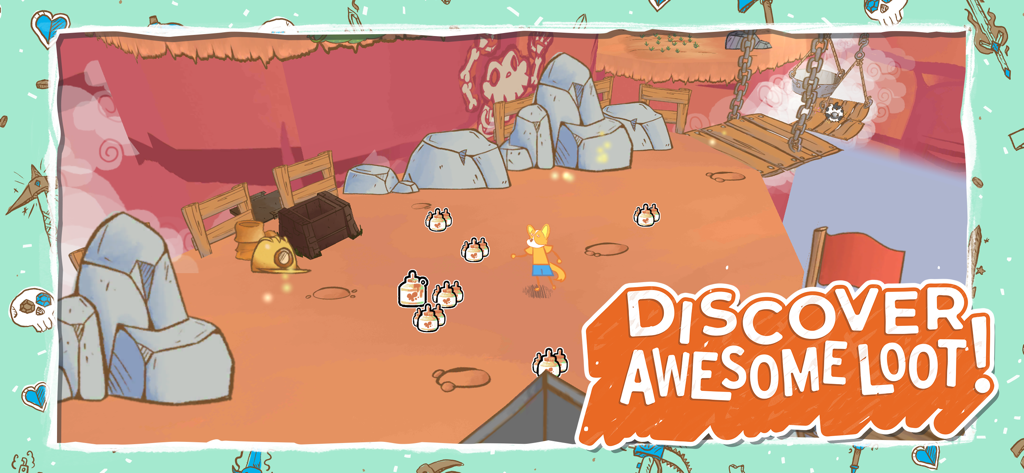 Draw a Stickman: EPIC 3 - A hand-drawn character exploring a canyon level in Draw a Stickman EPIC 3 to find collectibles with a text overlay saying Discover Awesome Loot.