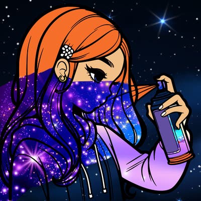 a realistic girl spray painting