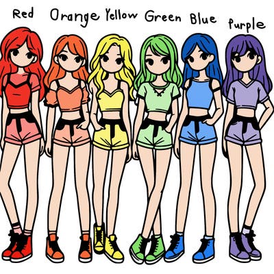 a group of girls wearing crop tops and shorts