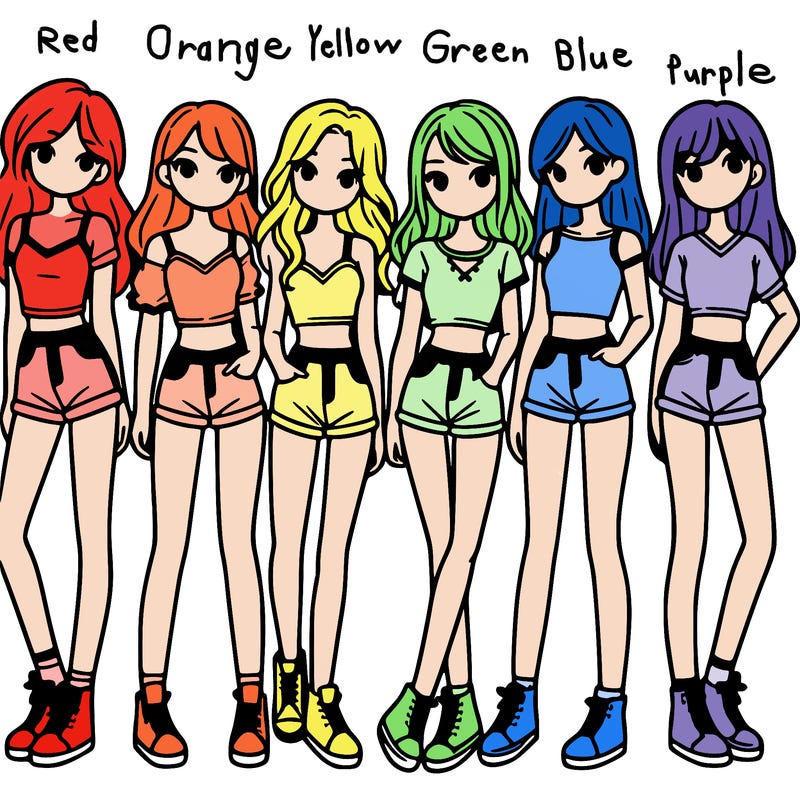 a group of girls wearing crop tops and shorts