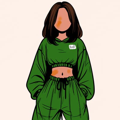 realistic girl faceless with baggy pants and a crop top