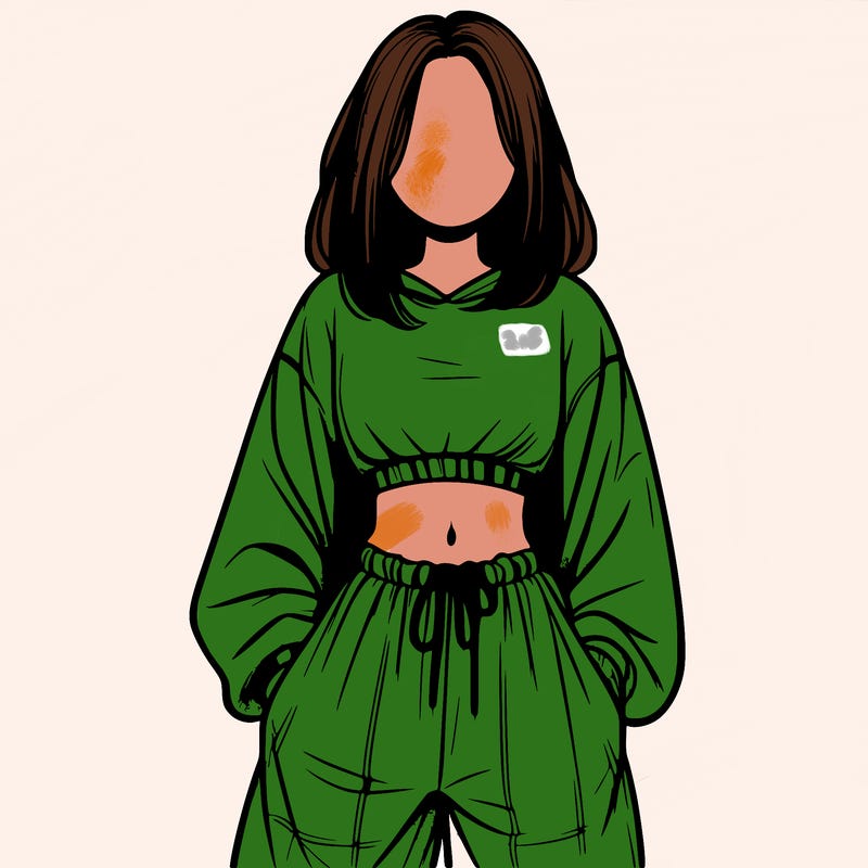 realistic girl faceless with baggy pants and a crop top