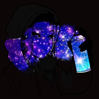 a realistic girl, spray painting