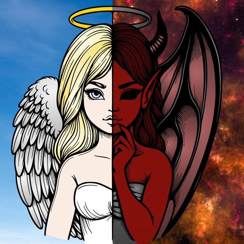 realistic angel half demon