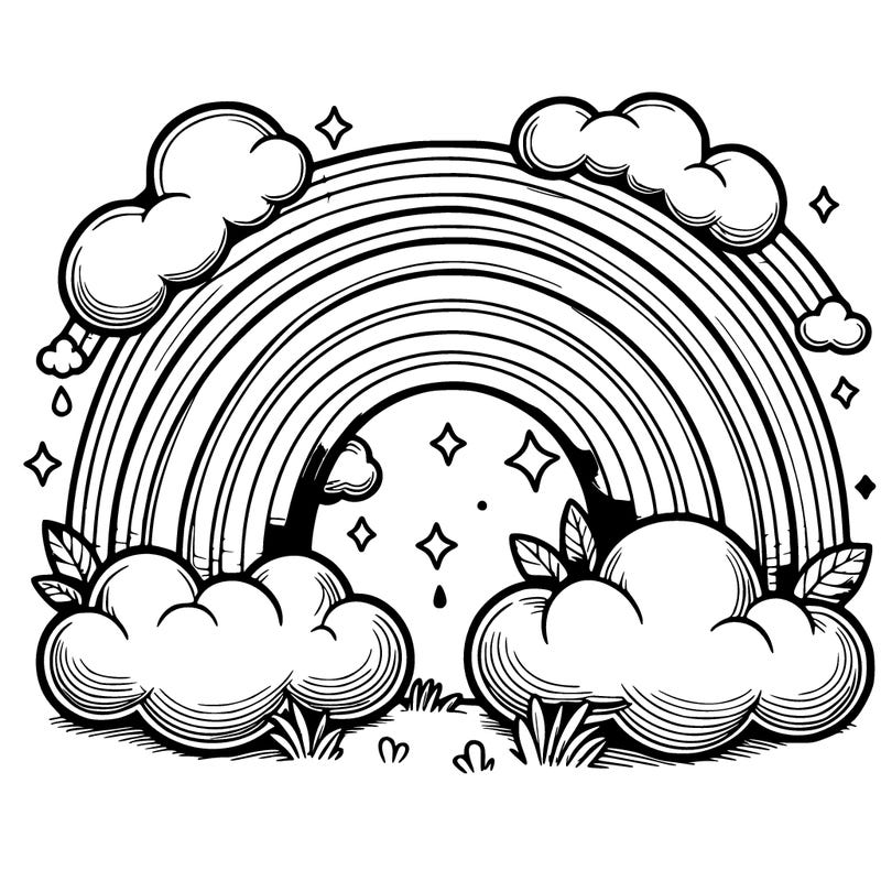 realistic rainbow and clouds