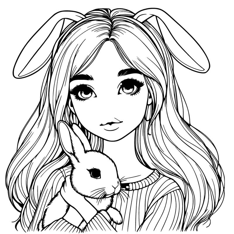 realistic girl with a bunny