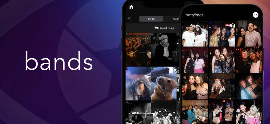 HUMANZ(.CO) - Humanz app interface showing grids of real-time music event and party photography.