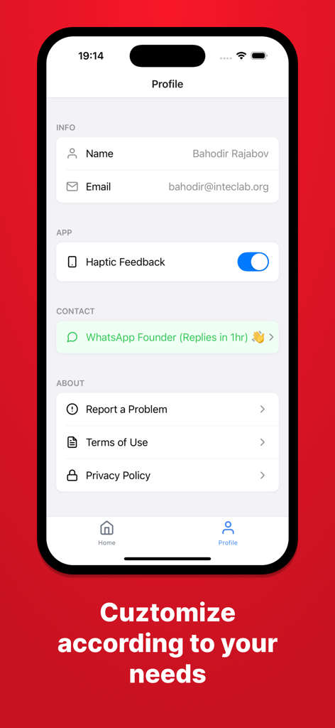 Prep IELTS: Prepare your exam - User profile and settings interface of the Prep IELTS exam preparation app.