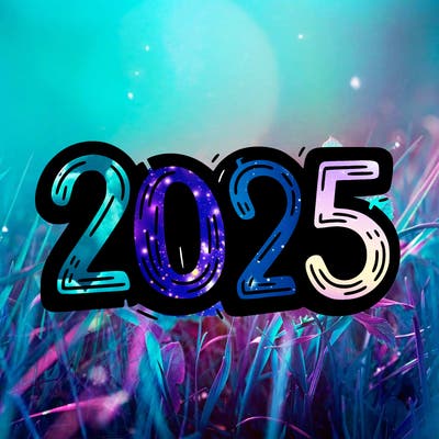 one line scrawled numbers sketch design “2025”