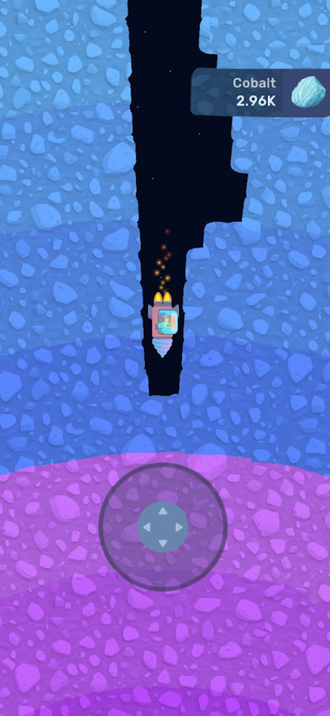 Planet Crusher: Mine & Attack - Mining ship drilling through colorful rock layers in Planet Crusher